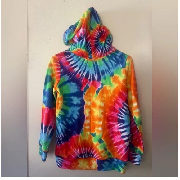 Justice Fruit Loops Rainbow Tie Dye Hoodie Toucan Sam Fall Pullover Sz L (Girls) - Picture 3 of 6